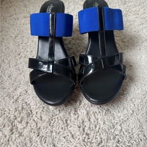 Blue& Black Charles by Charles david wedge sandals, Size 10/so versatile